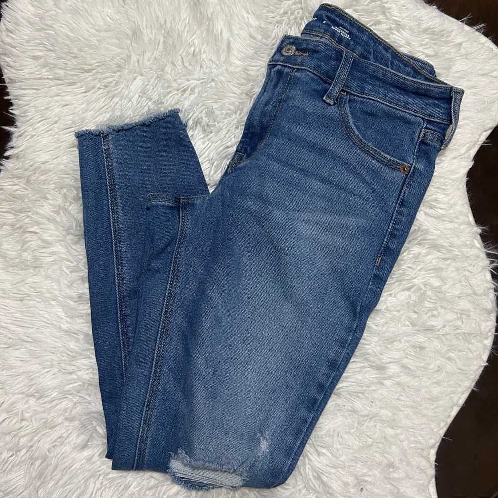 🩶5/$30 Old Navy Mid-Rise Rockstar Skinny Jeans Medium Wash Distressed Size 6